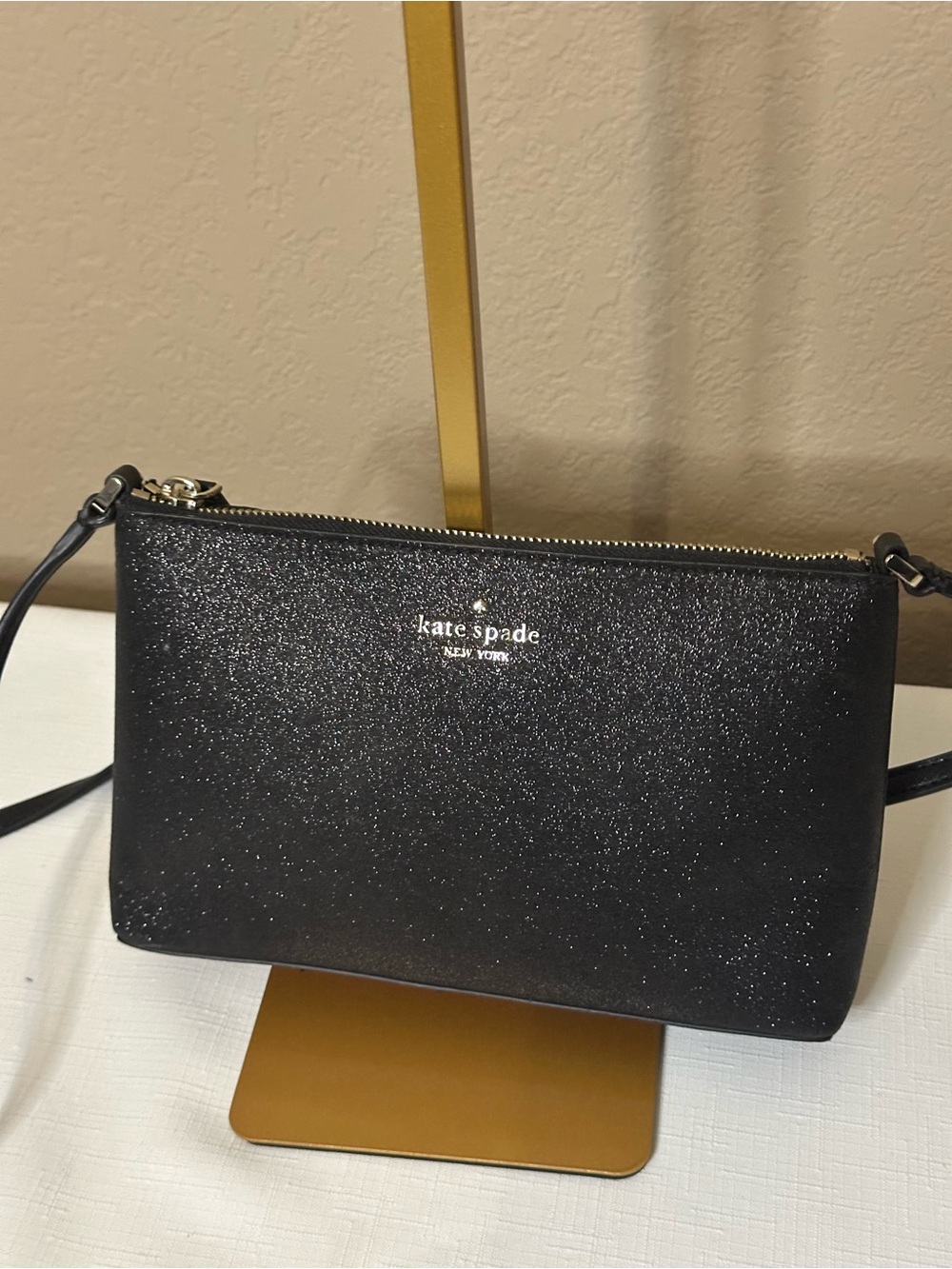 kate spade Black Glitter Crossbody Wristlet